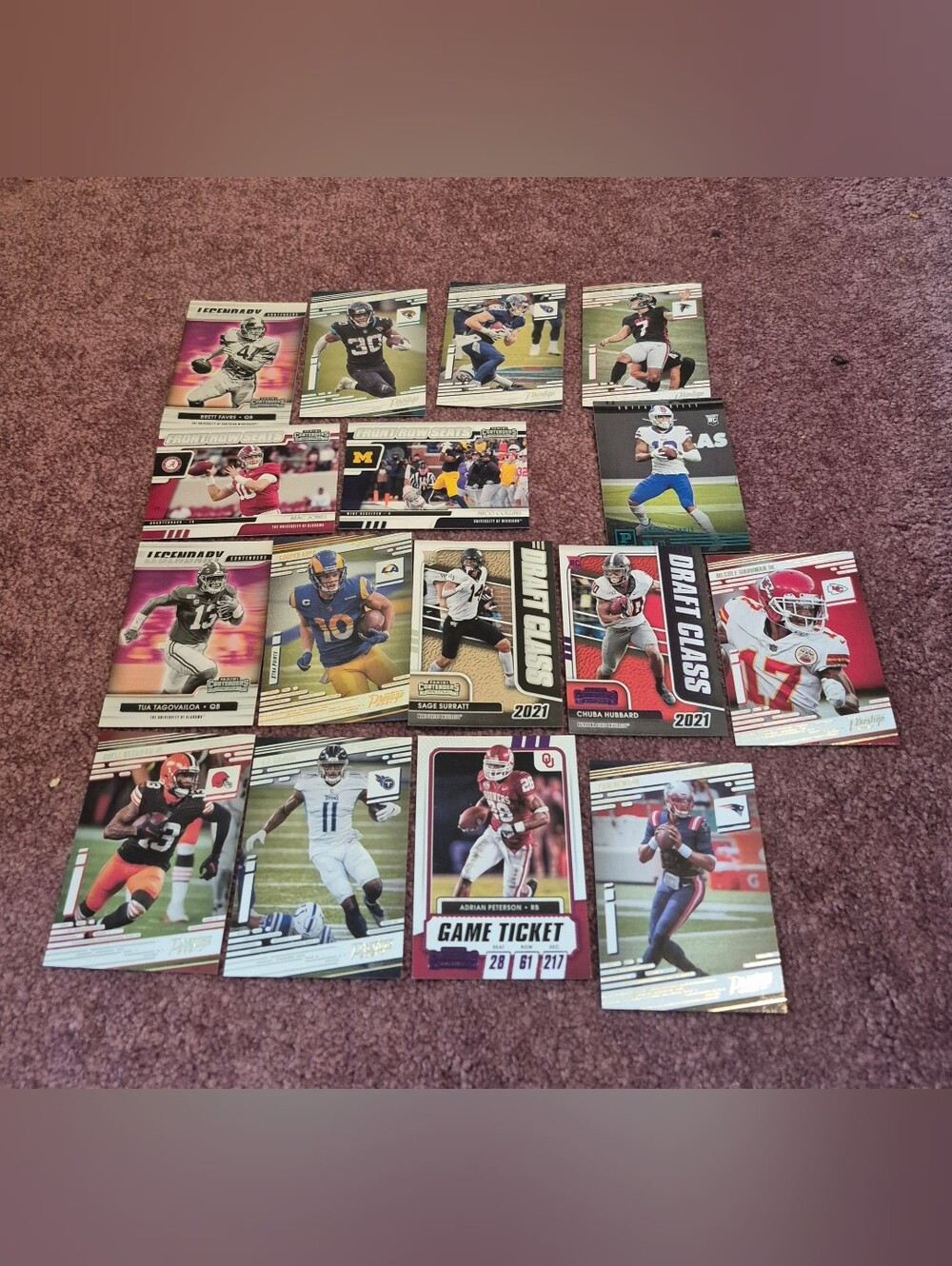 Panini Football Card Assortment with Red and Green Accents